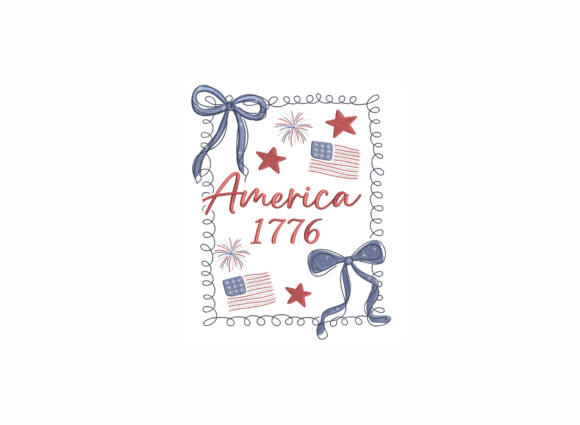 America 1776 Coquette Bow Embroidery
