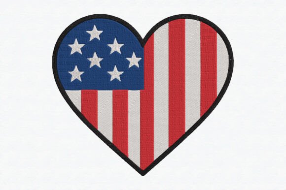 USA Flag on Heart Shape Embroidery Review